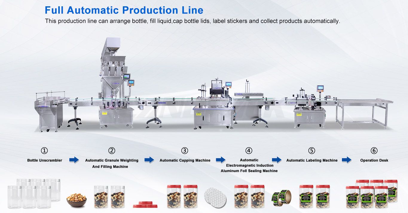 Automatic Granule Weighing Filling Capping and Labeling Line