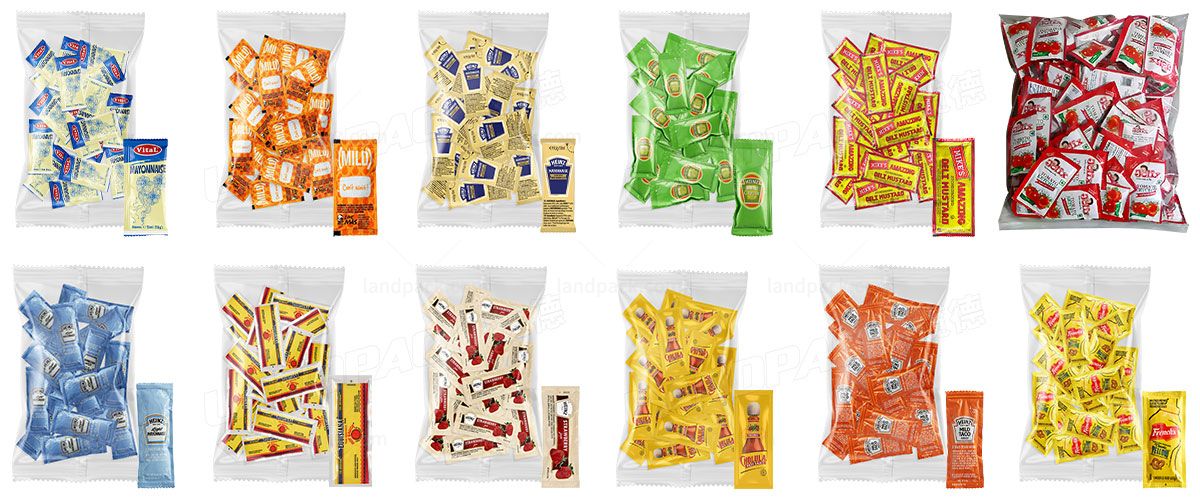 Automatic Multilane Liquid Sauce Sachet Counting Into Bag Packaging Line