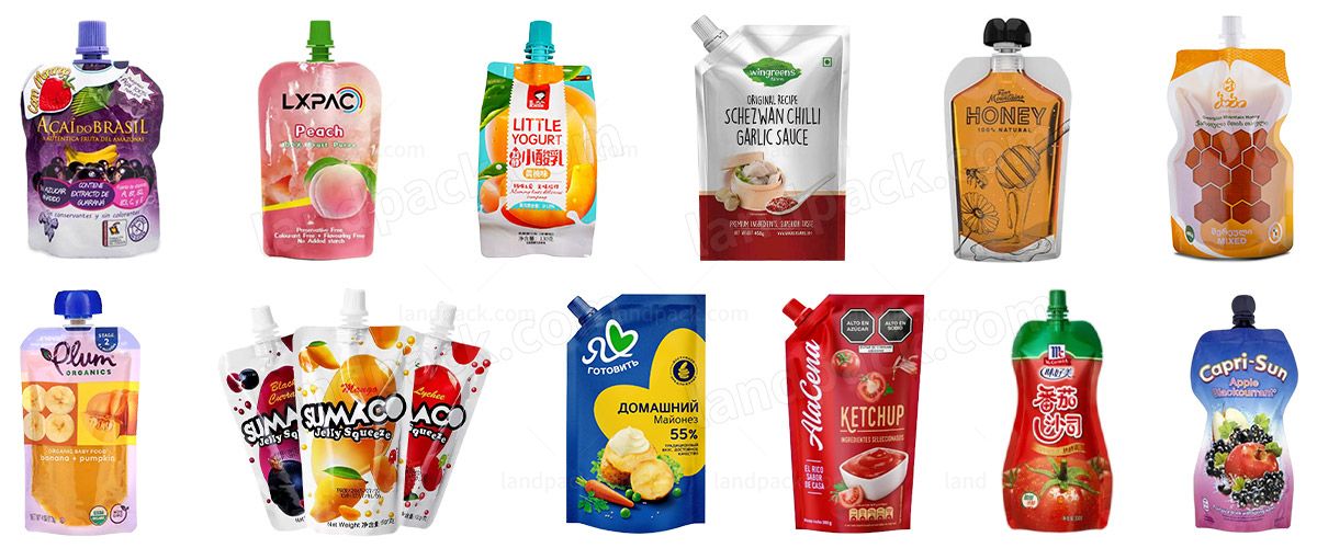 High Speed Double Filling Heads Blue Berry Fruit Juice Spout Pouch Filling Capping Machine